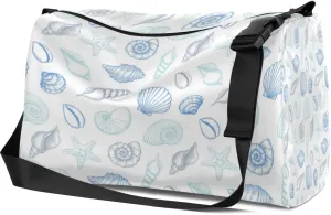 Leather Sport Gym Bag Variety of Shells Weekender Bag for Women and Men Carry On Bag Snail and Starfish Travel Duffel Bag