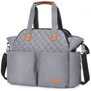 Lekebaby Diaper Bag Tote, Large Diaper Bags Waterproof,Large Mommy Bag for Hospital, Baby Bags for Mom Travel Diaper Tote Messenger Purse,Grey
