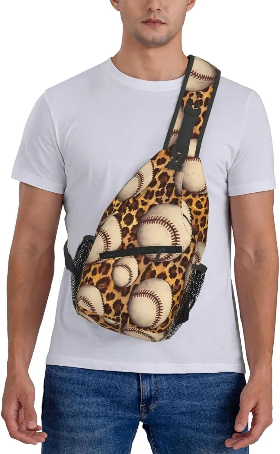 Leopard Baseball Chest Bags Crossbody Sling Bag Shoulder Bag Travel Hiking Daypack For Men Women