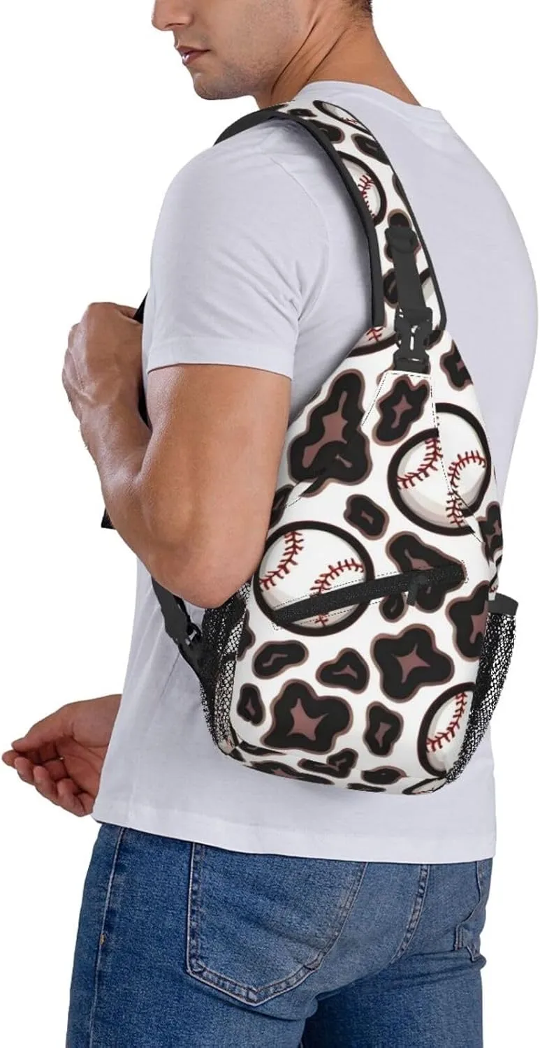 Leopard Baseball Chest Bags Crossbody Sling Bag Shoulder Bag Travel Hiking Daypack For Men Women