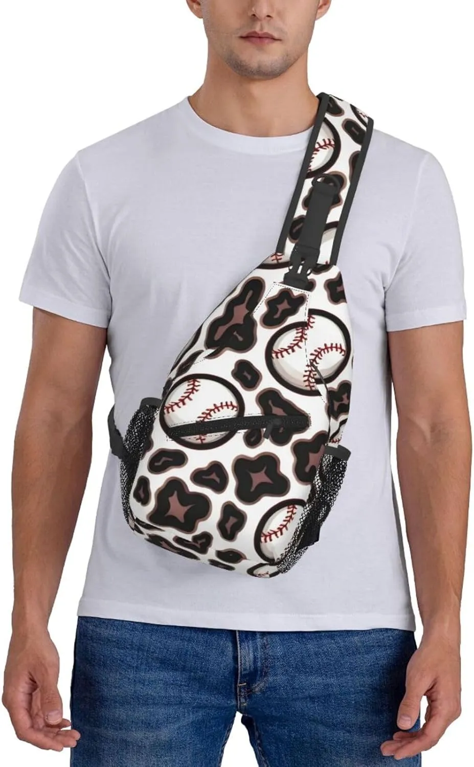 Leopard Baseball Chest Bags Crossbody Sling Bag Shoulder Bag Travel Hiking Daypack For Men Women