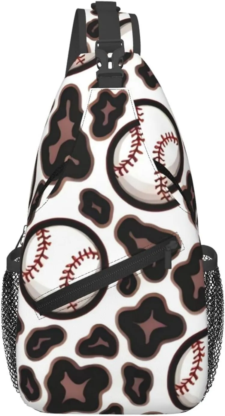 Leopard Baseball Chest Bags Crossbody Sling Bag Shoulder Bag Travel Hiking Daypack For Men Women