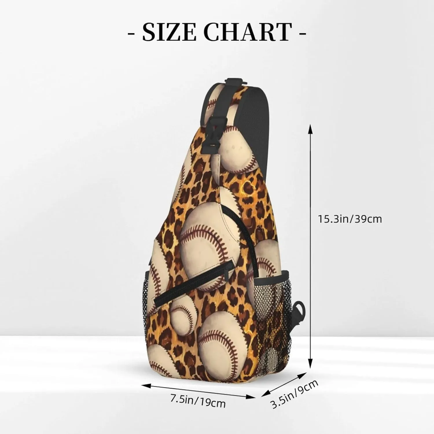Leopard Baseball Chest Bags Crossbody Sling Bag Shoulder Bag Travel Hiking Daypack For Men Women
