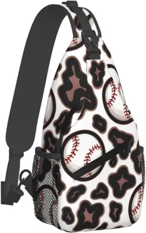 Leopard Baseball Chest Bags Crossbody Sling Bag Shoulder Bag Travel Hiking Daypack For Men Women