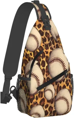Leopard Baseball Chest Bags Crossbody Sling Bag Shoulder Bag Travel Hiking Daypack For Men Women