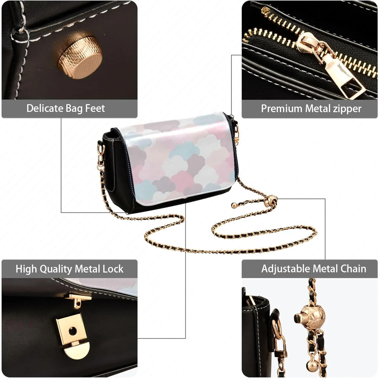Leopard Jaguar Print Pink PU Leather Shoulder Bag Waterproof Women Crossbody Bag Purses Trendy Purse with Chain Strap
