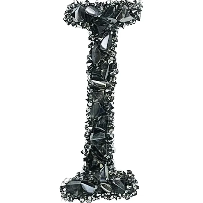 Letter B Black Sparkling Rhinestone Patch