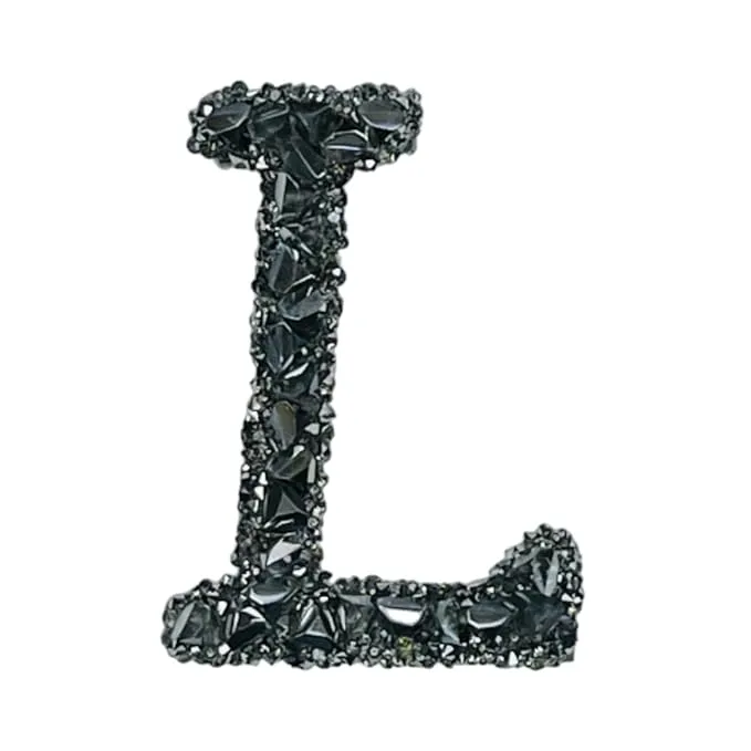 Letter B Black Sparkling Rhinestone Patch