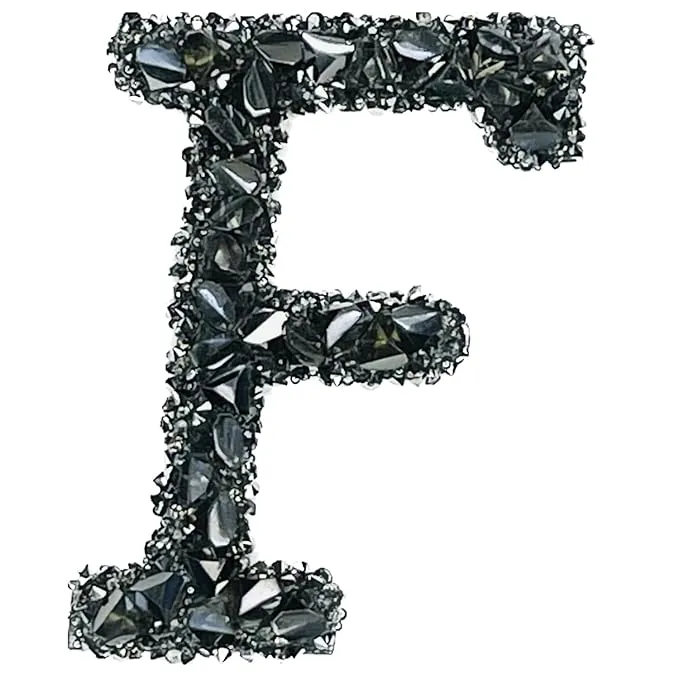 Letter B Black Sparkling Rhinestone Patch