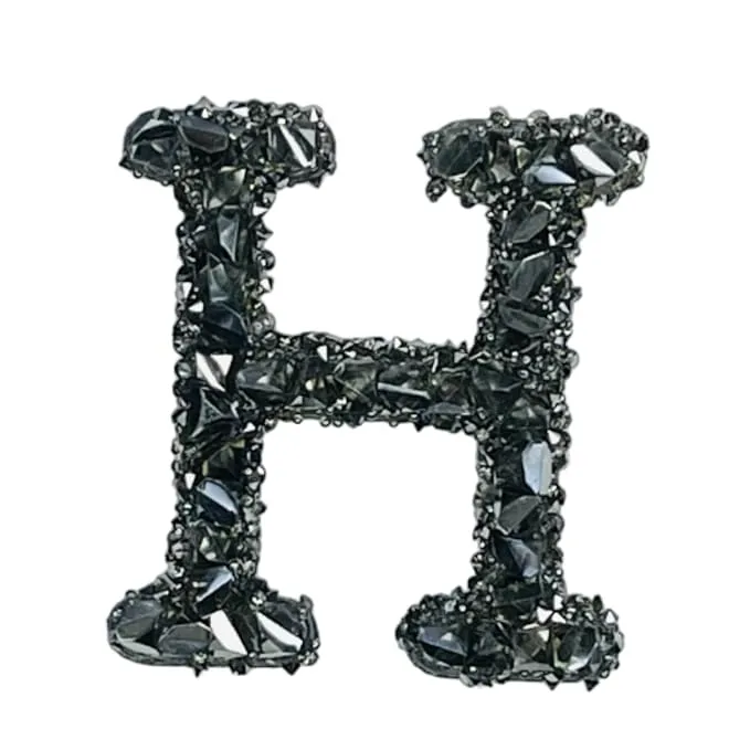 Letter B Black Sparkling Rhinestone Patch
