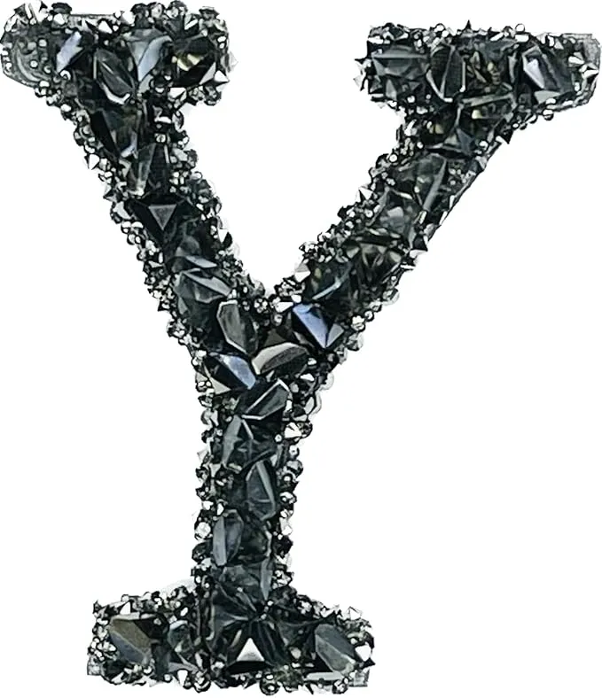 Letter B Black Sparkling Rhinestone Patch