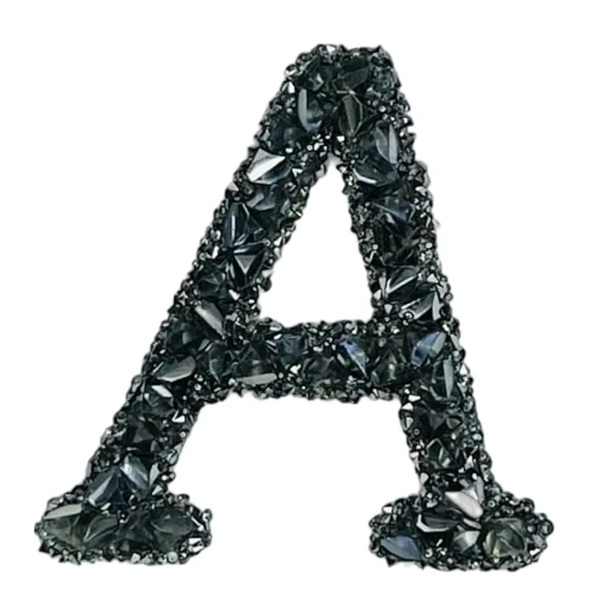 Letter B Black Sparkling Rhinestone Patch