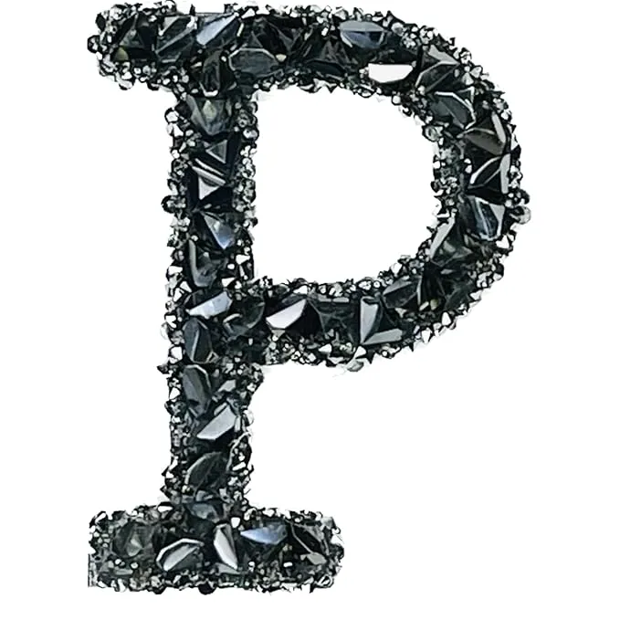 Letter B Black Sparkling Rhinestone Patch