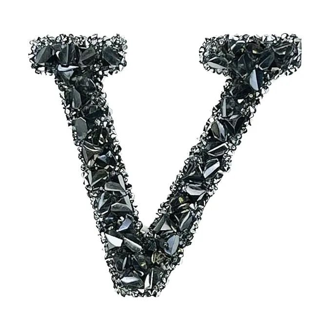 Letter B Black Sparkling Rhinestone Patch