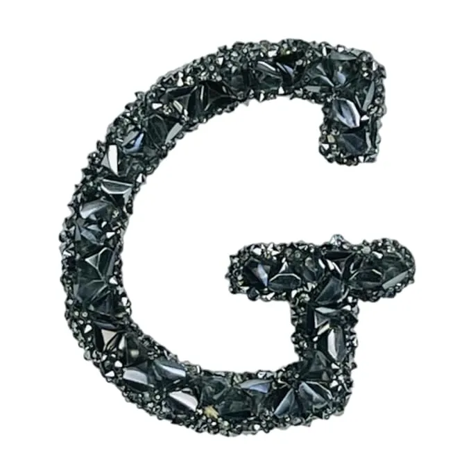 Letter B Black Sparkling Rhinestone Patch
