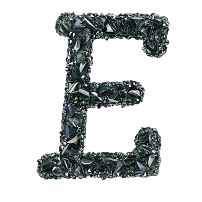 Letter B Black Sparkling Rhinestone Patch