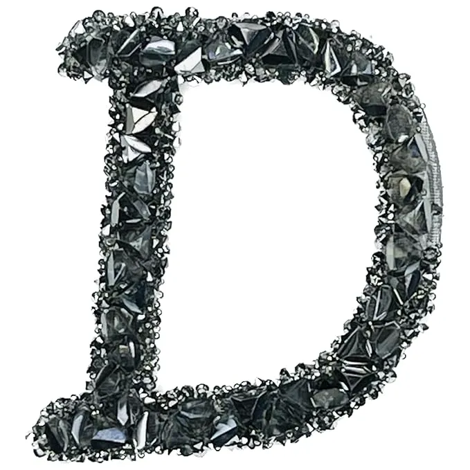 Letter B Black Sparkling Rhinestone Patch