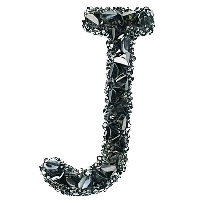 Letter B Black Sparkling Rhinestone Patch