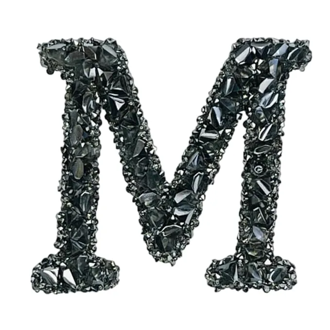 Letter B Black Sparkling Rhinestone Patch