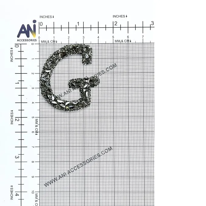 Letter M Black Sparkling Rhinestone Patch