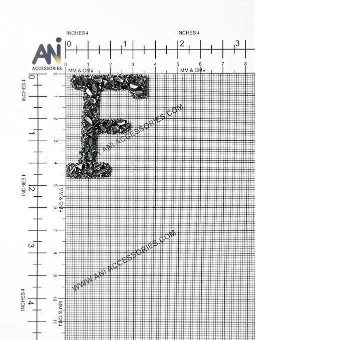 Letter M Black Sparkling Rhinestone Patch
