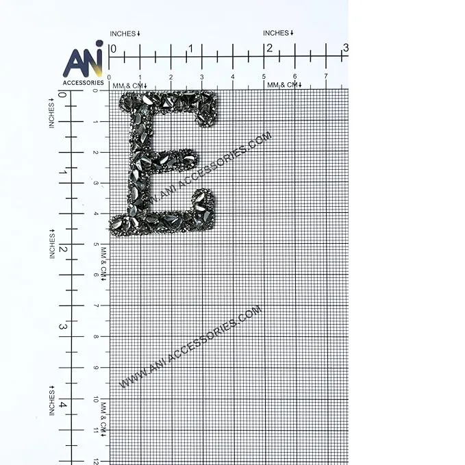 Letter M Black Sparkling Rhinestone Patch
