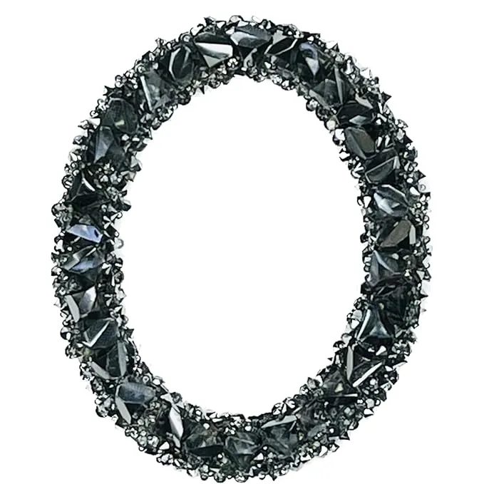 Letter M Black Sparkling Rhinestone Patch