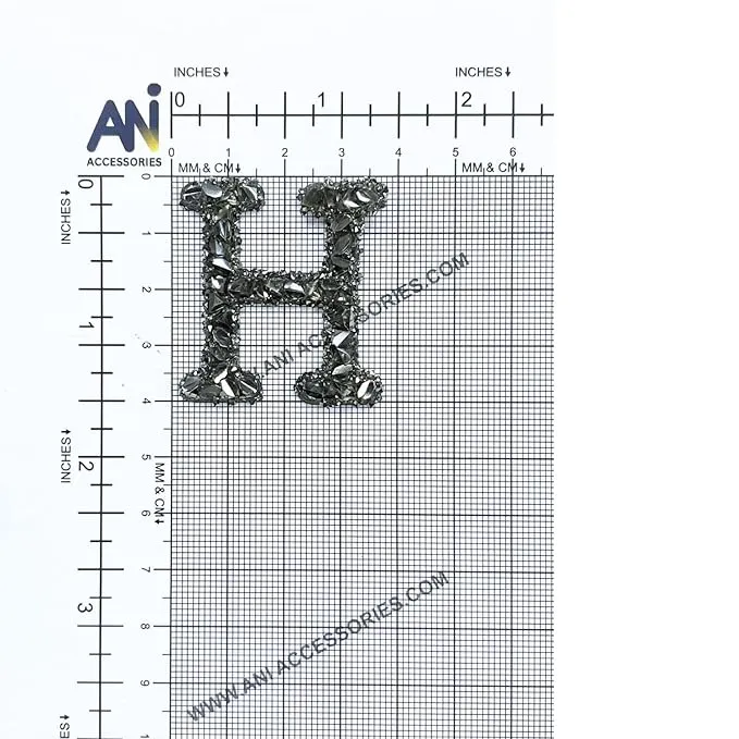 Letter M Black Sparkling Rhinestone Patch