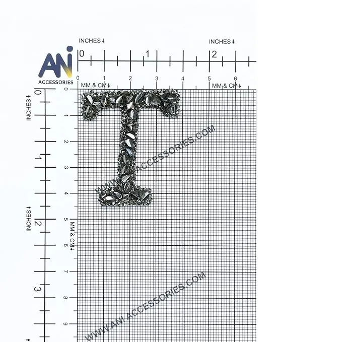 Letter M Black Sparkling Rhinestone Patch