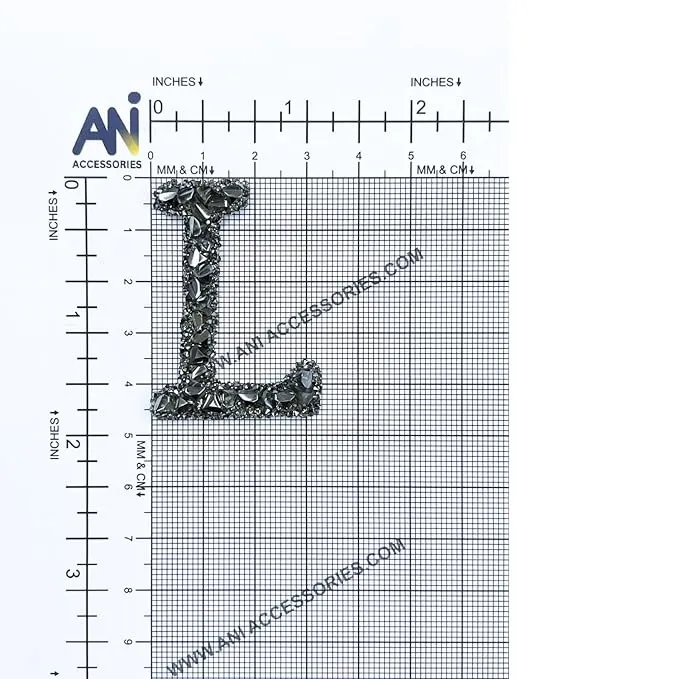 Letter M Black Sparkling Rhinestone Patch