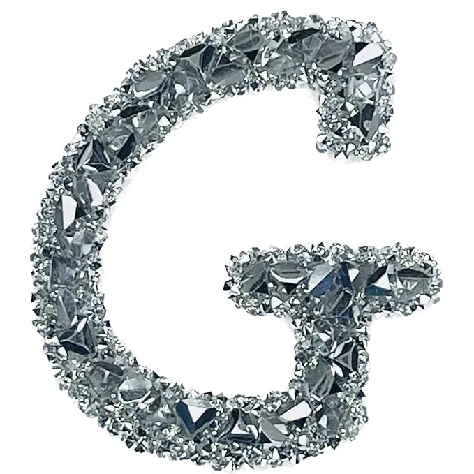 Letter T White Sparkling Rhinestone Patch