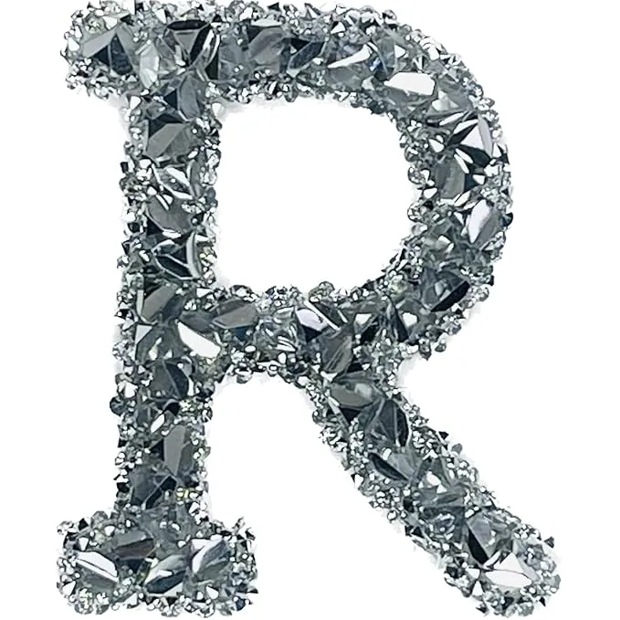 Letter T White Sparkling Rhinestone Patch