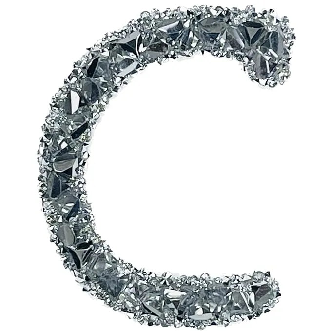 Letter T White Sparkling Rhinestone Patch