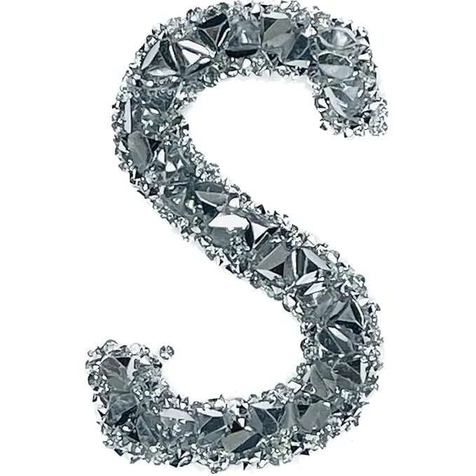 Letter T White Sparkling Rhinestone Patch
