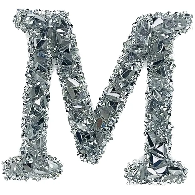Letter T White Sparkling Rhinestone Patch