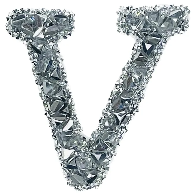 Letter T White Sparkling Rhinestone Patch