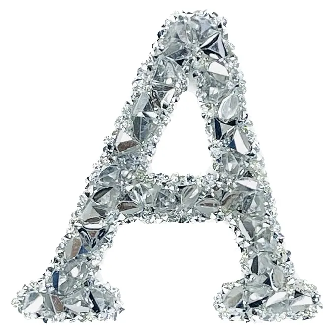 Letter T White Sparkling Rhinestone Patch
