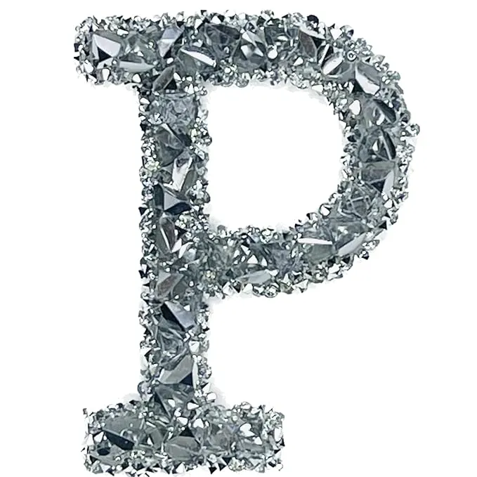 Letter T White Sparkling Rhinestone Patch