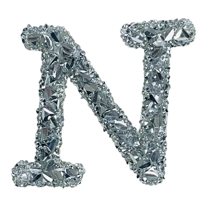 Letter T White Sparkling Rhinestone Patch