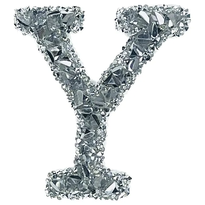 Letter T White Sparkling Rhinestone Patch
