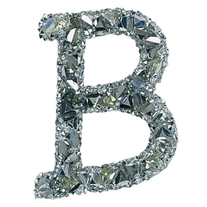 Letter T White Sparkling Rhinestone Patch