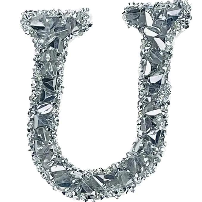 Letter T White Sparkling Rhinestone Patch