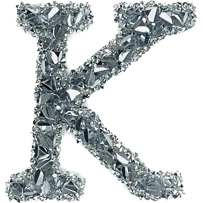Letter T White Sparkling Rhinestone Patch