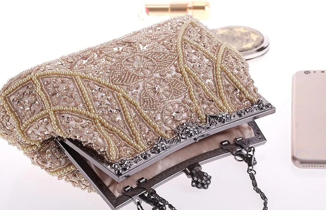 LIFEWISH 1920s Evening bags Unique Sequin Beaded Clutch Purses for Cocktail Wedding Party Prom