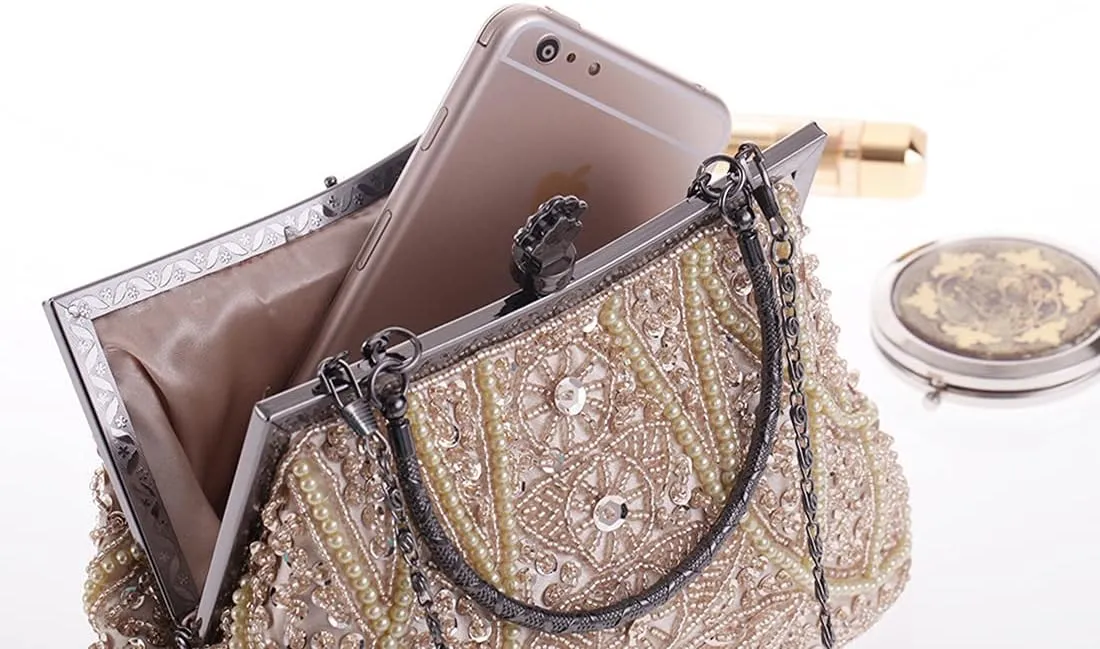 LIFEWISH 1920s Evening bags Unique Sequin Beaded Clutch Purses for Cocktail Wedding Party Prom