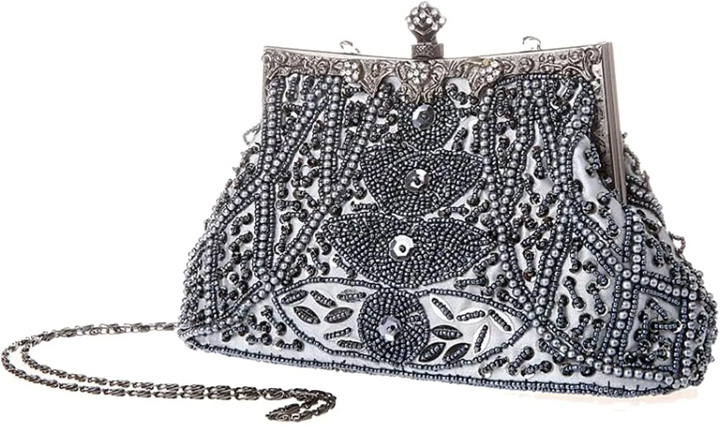 LIFEWISH 1920s Evening bags Unique Sequin Beaded Clutch Purses for Cocktail Wedding Party Prom