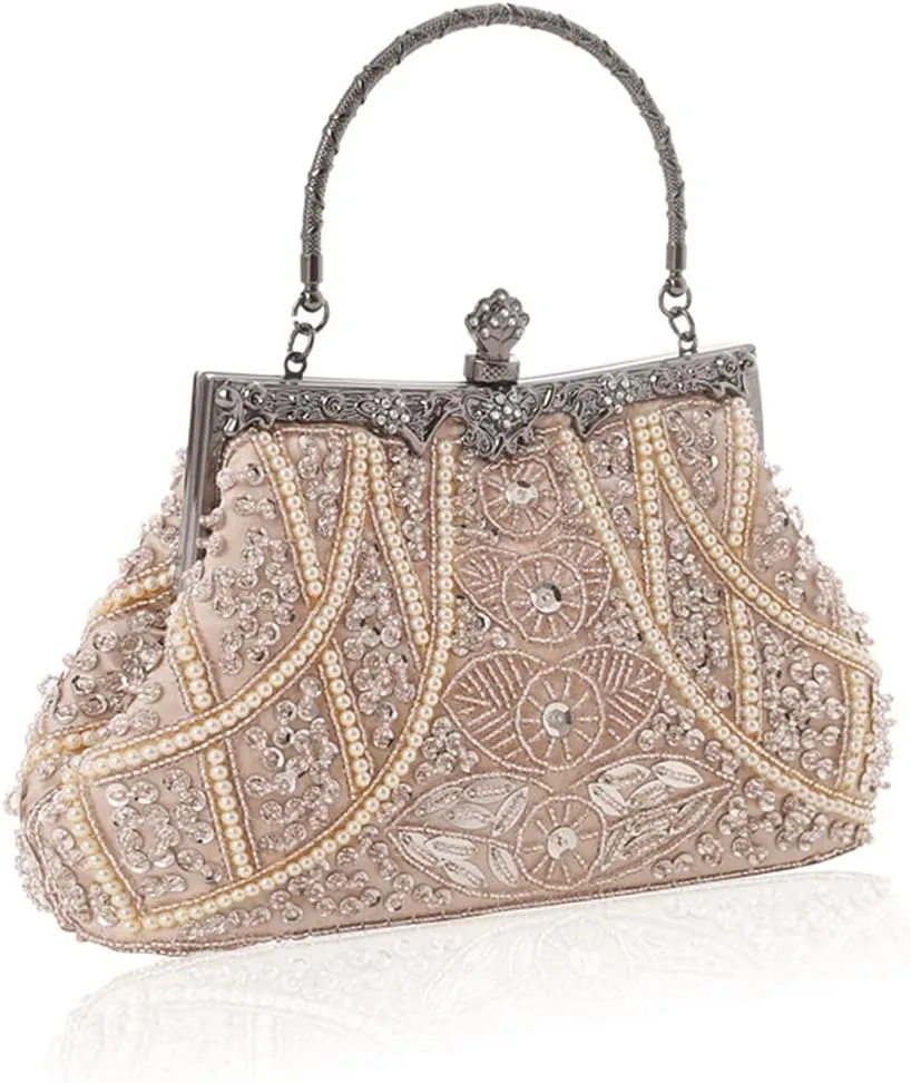 LIFEWISH 1920s Evening bags Unique Sequin Beaded Clutch Purses for Cocktail Wedding Party Prom