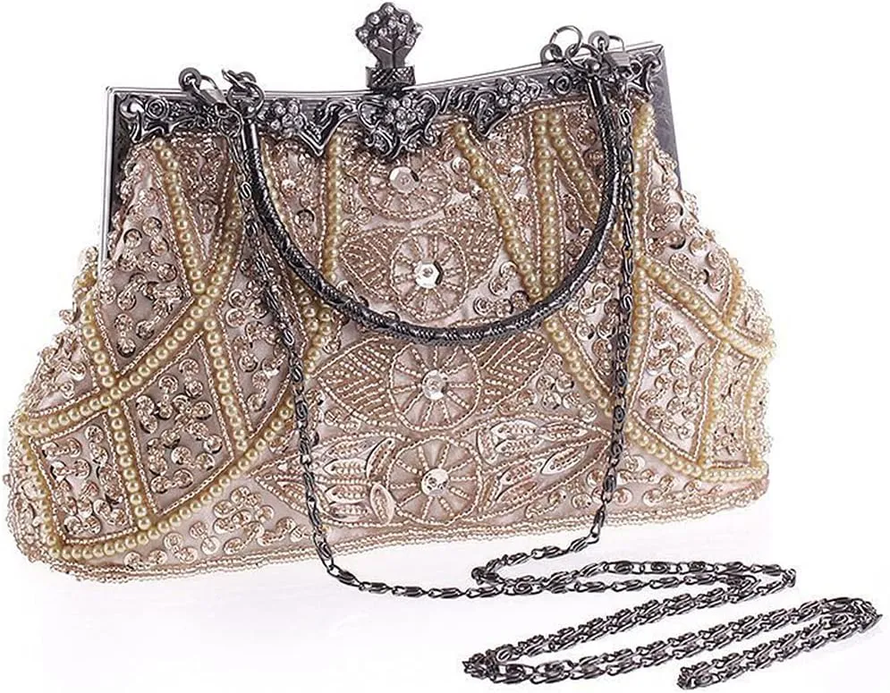 LIFEWISH 1920s Evening bags Unique Sequin Beaded Clutch Purses for Cocktail Wedding Party Prom
