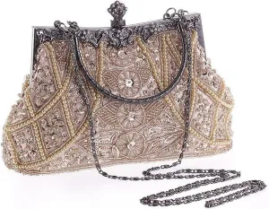 LIFEWISH 1920s Evening bags Unique Sequin Beaded Clutch Purses for Cocktail Wedding Party Prom