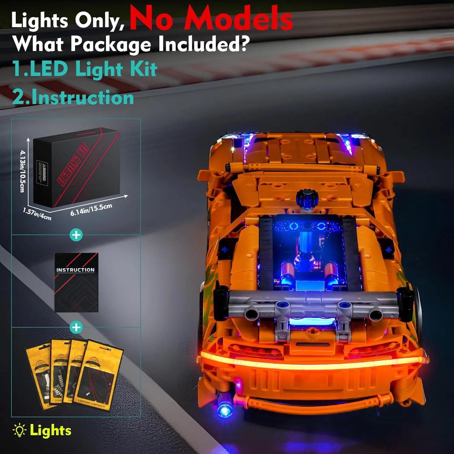 Light kit Compatible with Lego 42204 Fast and Furious Toyota Supra MK4 - No Model Only Light, LED Lighting Accessories Compatible with Lego Toyota Supra MK4 (The Fast and The Furious) 42204